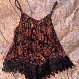 Blue red and white flowy crop top